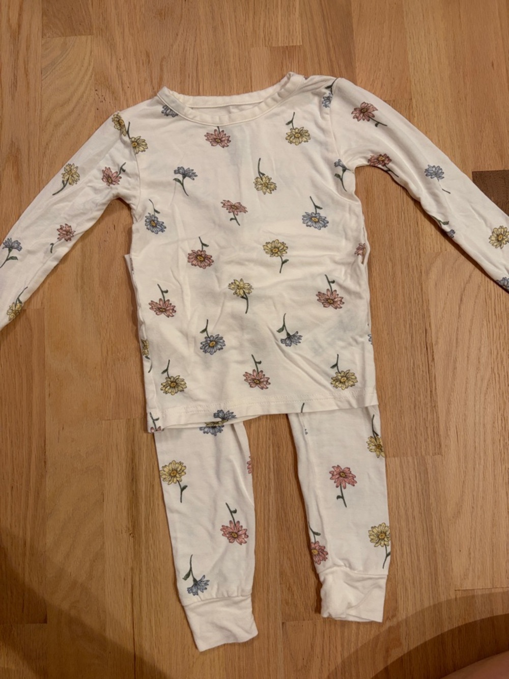 Carter's White Floral Pajama Set with Pink, Yellow & Blue Flowers